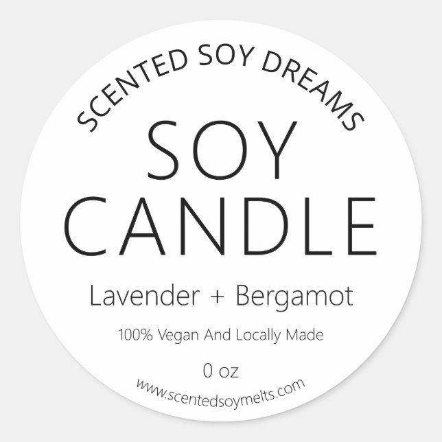 Simple Minimalist White Soy Candle Labels (Front)