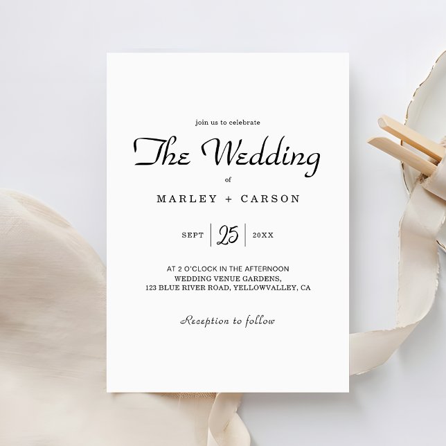 Simple Minimalist White Wedding Invitation (Creator Uploaded)