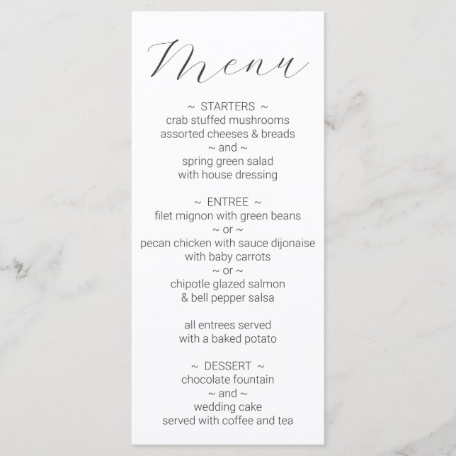 Simple Minimalist White Wedding Menu (Front)