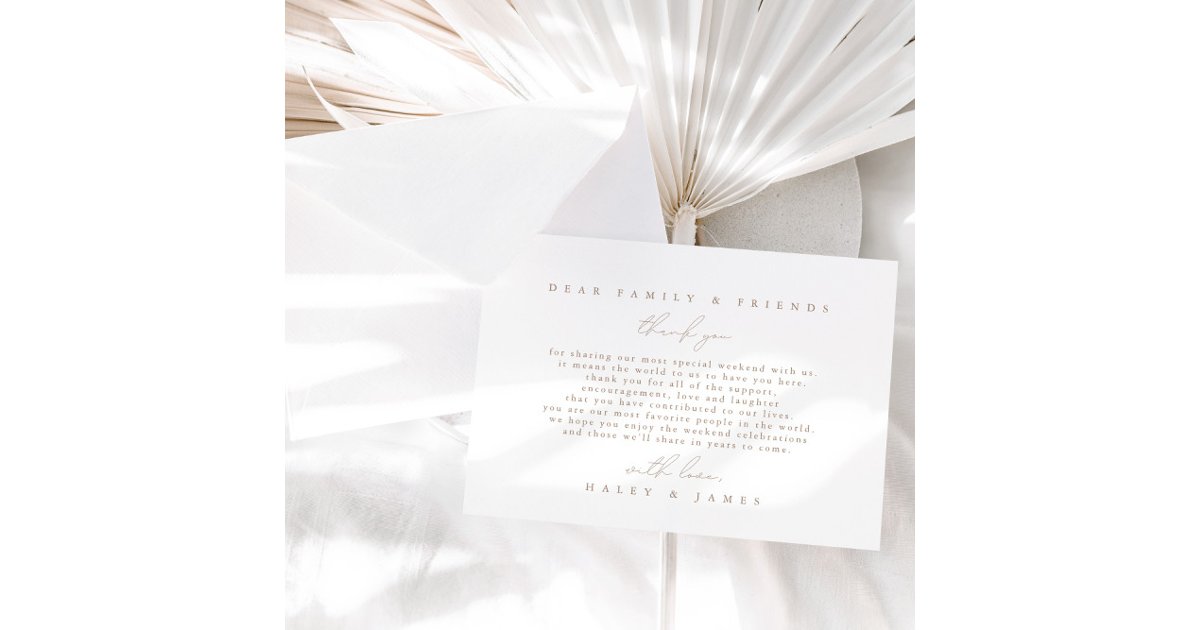 Simple Minimalist White Wedding Thank You Card | Zazzle