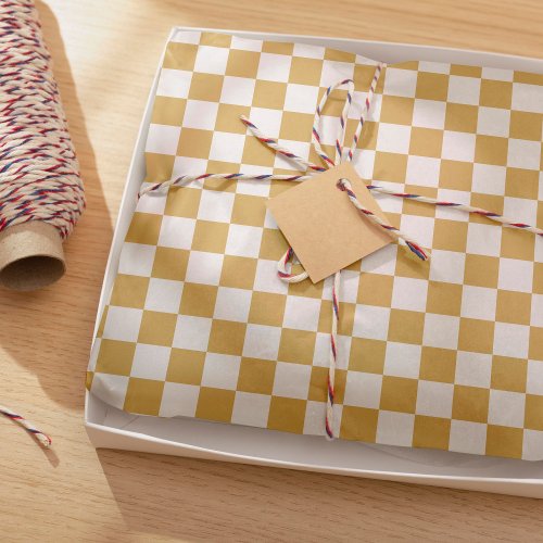 Simple Minimalist White  Yellow Check Pattern Wrapping Paper