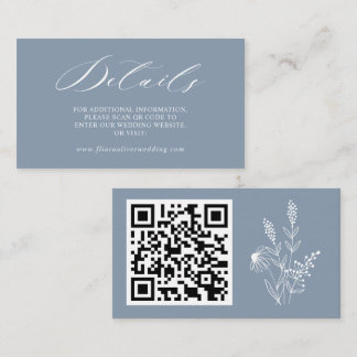 Simple Minimalist Wildflower Dusty Blue Wedding Enclosure Card