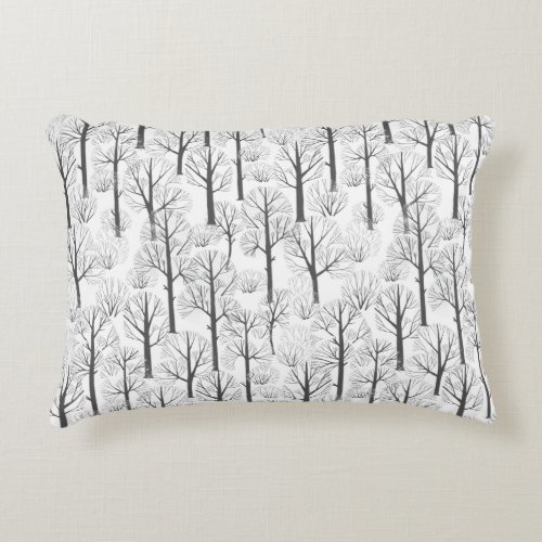 Simple Minimalist Winter Trees Pattern Accent Pillow