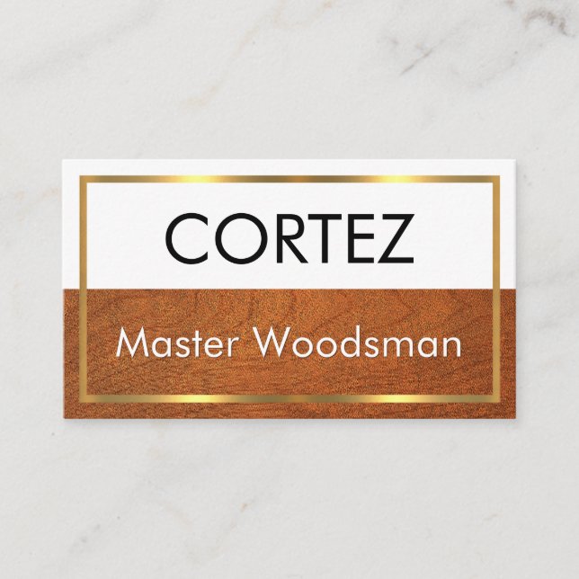 Simple Minimalist Wood Timber Carpentry Business Card (Front)