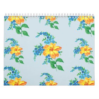 Simple Minimalist Yellow Flowers and Green Leaves 