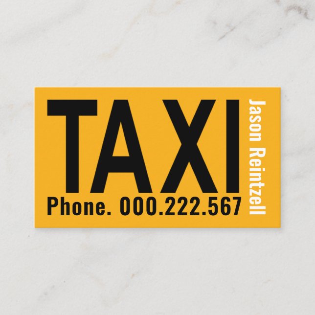 Simple Minimalist Yellow Taxi Business Card (Front)