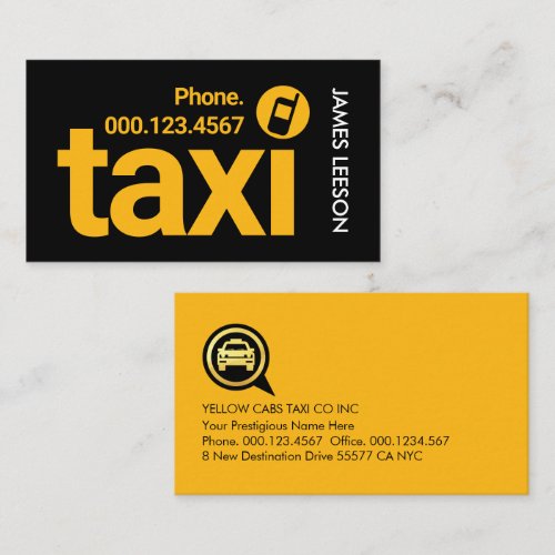 Simple Minimalist Yellow Taxi Service Business Card