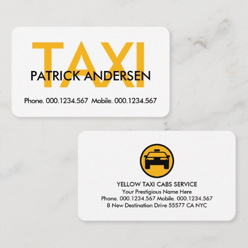 Simple Minimalist Yellow Taxi Signage Business Card