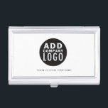 Simple Minimalist Your Logo Here | Business Card Case<br><div class="desc">This business card case features a simple logo template and custom text line.  Swap the logo for any logo of your choice and replace the text line with any wording of your choice. #yourlogohere #zazzlemade</div>
