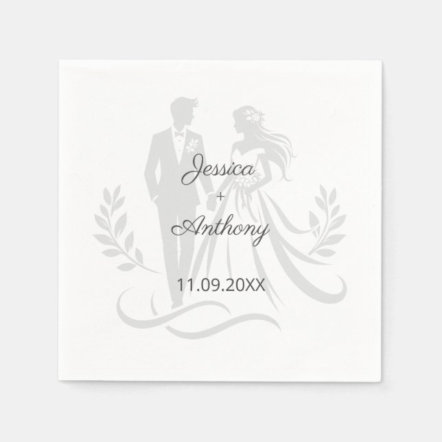 Simple Minimalistc Elegant Custom Name Wedding Napkins (Front)