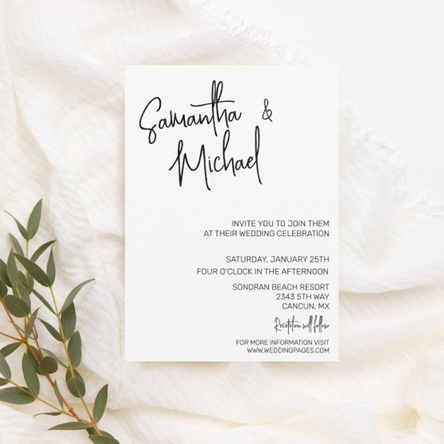 Simple Minimalistic Calligraphy Wedding Minimal  Invitation (Creator Uploaded)