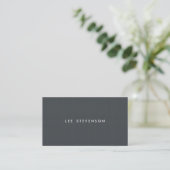 Simple Minimalistic Charcoal Gray Texture Look Business Card (Standing Front)