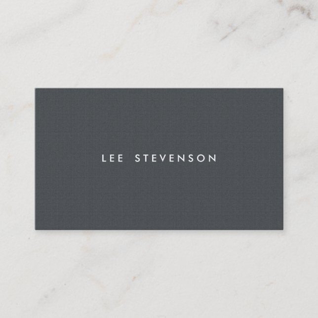 Simple Minimalistic Charcoal Gray Texture Look Business Card (Front)