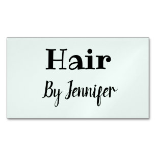 simple minimalistic custom logo white hairstylist business card magnet