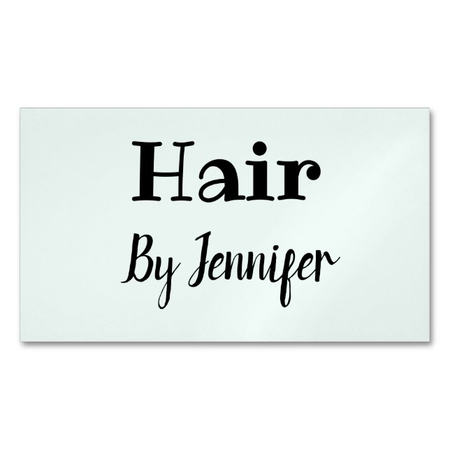simple minimalistic custom logo white hairstylist  business card magnet (Front)