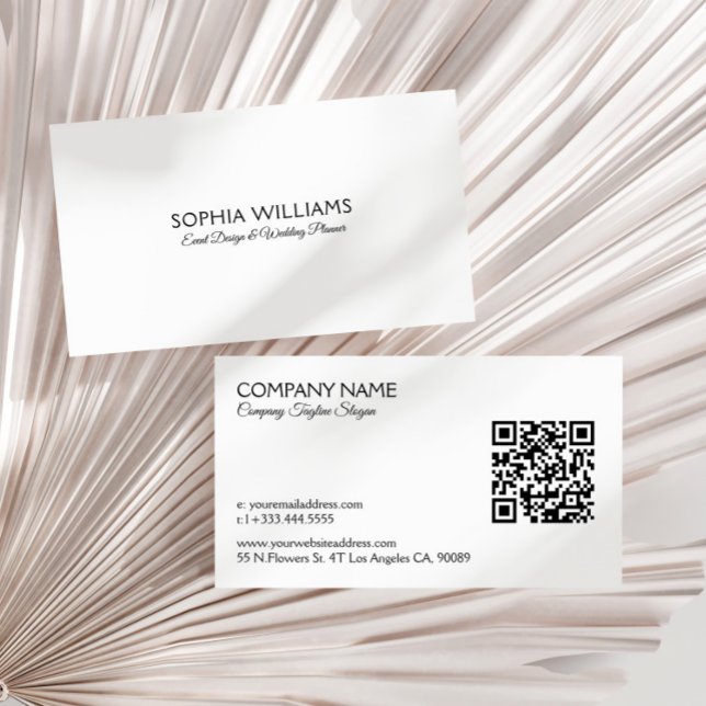 Simple Minimalistic Design Black Tex QR Code Business Card (Creator Uploaded)