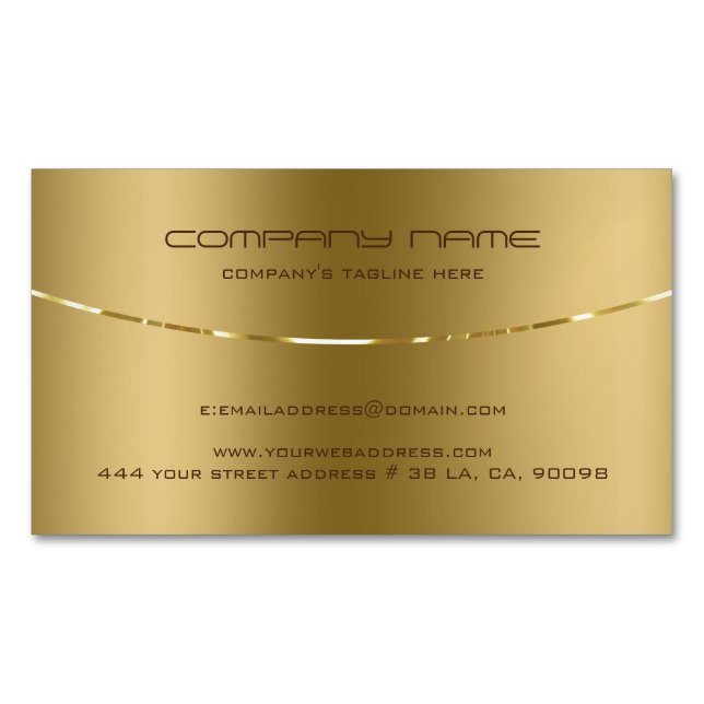 Simple minimalistic metallic gold background business card magnet (Front)