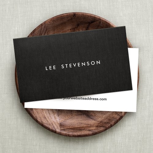 Simple Minimalistic Modern Black Linen Look Business Card