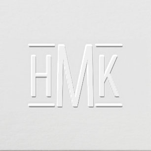 Simple Minimalistic Monogram 3 Initials Lines Embosser