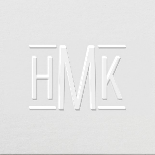 Simple Minimalistic Monogram 3 Initials Lines Embosser (Design)
