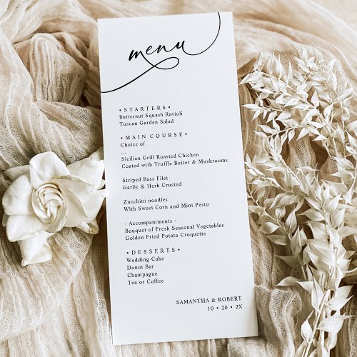 Simple Minimalistic Neutral Blush Wedding Dinner Menu