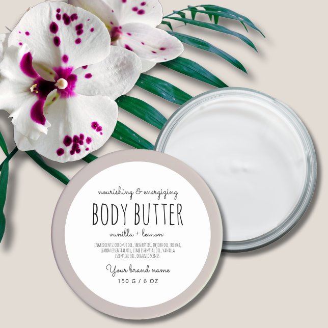 Simple minimalistic packaging white body butter  classic round sticker (Creator Uploaded)