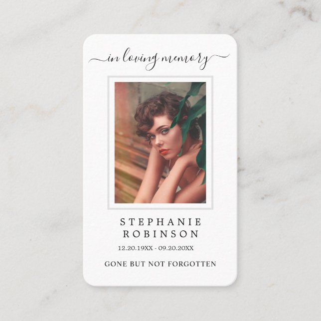 Simple Minimalistic Photo Funeral Prayer Card (Front)