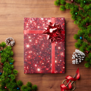 Simple Minimalistic Red Glitter Christmas Wrapping Paper