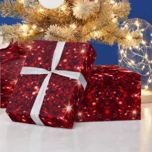 Simple Minimalistic Red Glitter Valentines Day Wrapping Paper