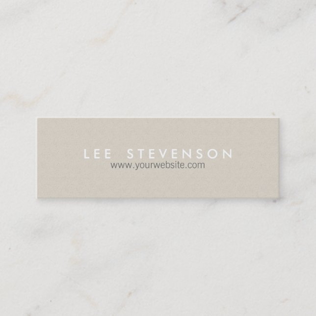 Simple Minimalistic Solid Beige Texture Mini Business Card (Front)