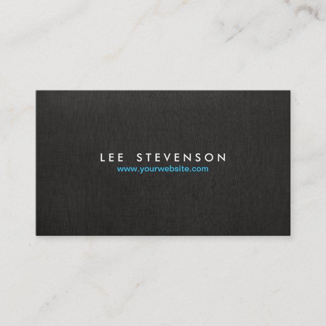 Simple Minimalistic Solid Black  Linen Look No. 2 Business Card (Front)