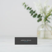 Simple Minimalistic Solid Black  Linen Look No. 3 Mini Business Card (Standing Front)
