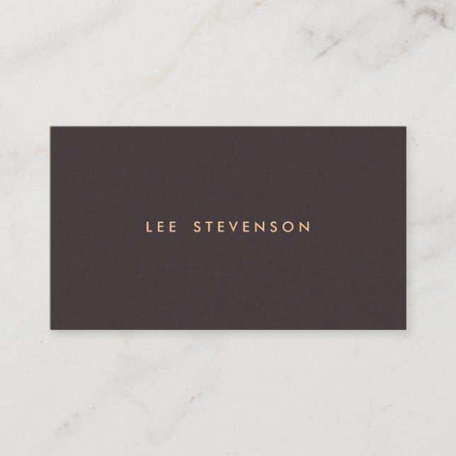 Simple Minimalistic Solid Dark Brown Suede Look Business Card (Front)