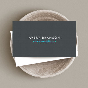 Simple Minimalistic Solid Gray Linen Look Business Card