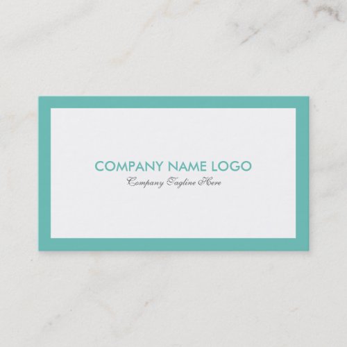 Simple Minimalistic White  Turquoise Border Business Card