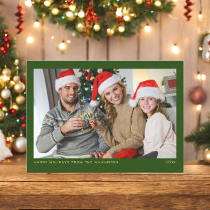 simple minimlist green photo holiday card
