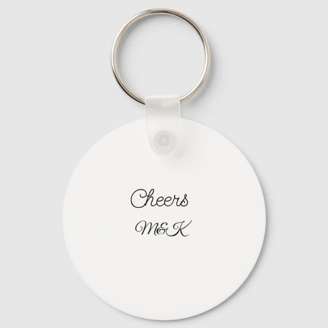 Simple minimum add name cheers couple name custom keychain (Front)