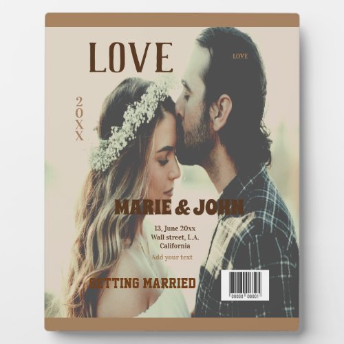 simple minimum get married love magazine cover plaque