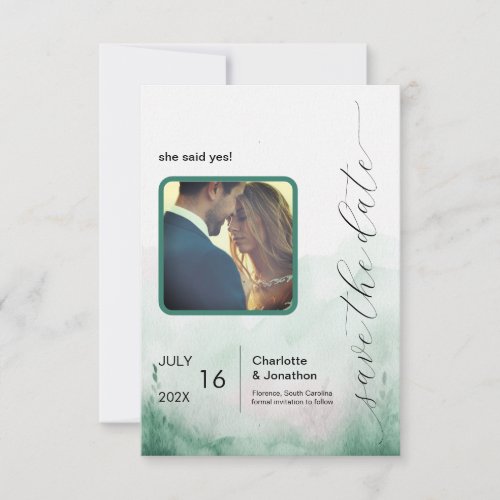 Simple Mint  Emerald Modern Save the Date