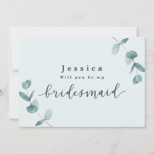 Simple Mint Eucalyptus Bridesmaid Proposal Card