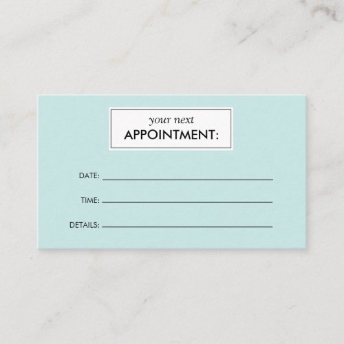 Simple Mint Green Appointment Card