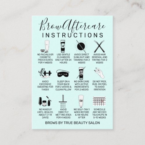 Simple Mint Green Brows Aftercare Icon Business Card