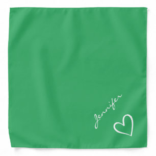 Simple Mint Green Calligraphy Heart Custom Name Bandana