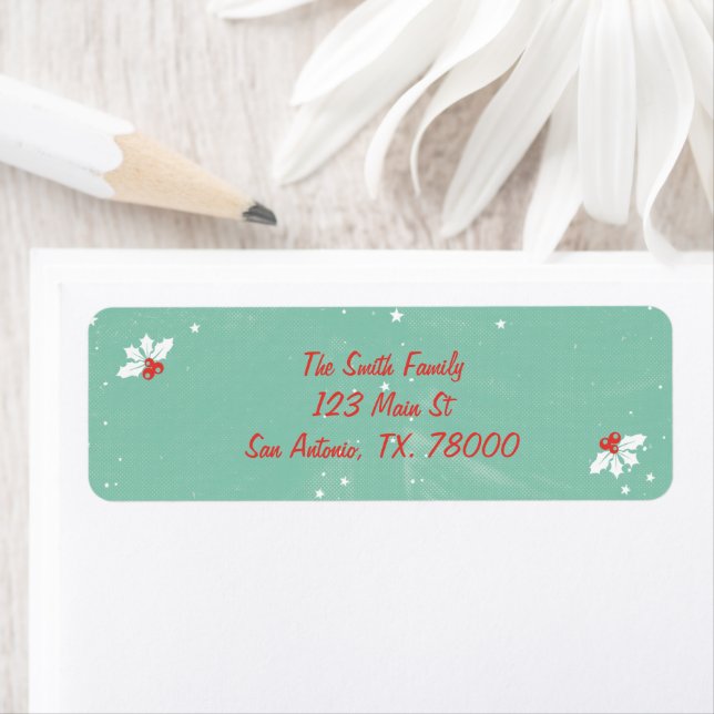 Simple Mint Green Christmas Return Address Label (Insitu)