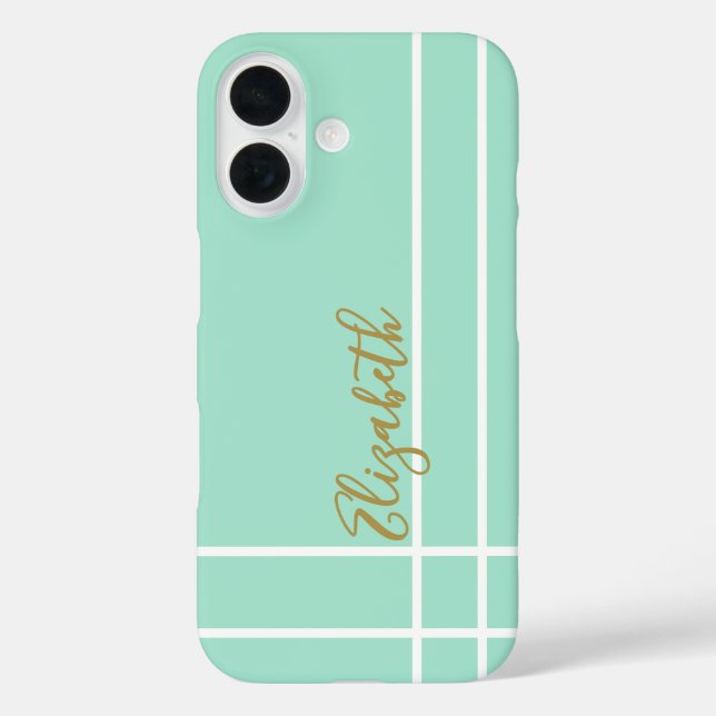 Simple mint green minimalist custom name ladies  Case-Mate iPhone case (Back)