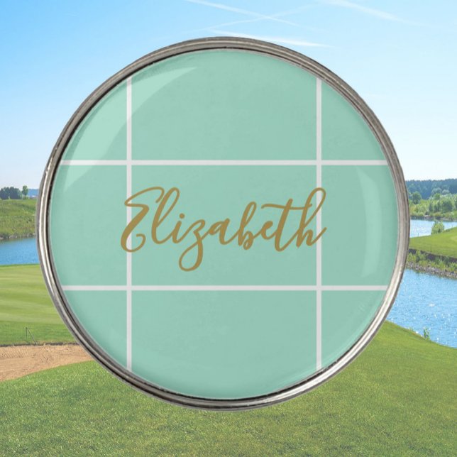 Simple mint green minimalist custom name ladies  golf ball marker (Creator Uploaded)