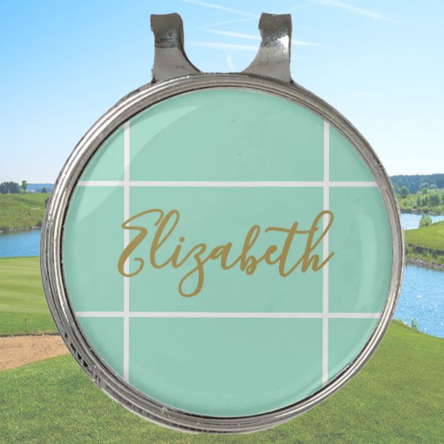 Simple mint green minimalist custom name ladies  golf hat clip (Creator Uploaded)