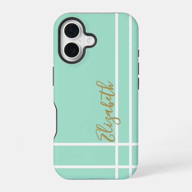 Simple mint green minimalist custom name ladies  iPhone case (Back)