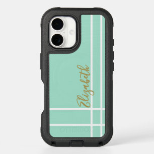 Simple mint green minimalist custom name ladies  iPhone 16 case