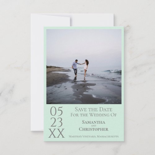 Simple Mint Green Modern Minimalist Photo Wedding Save The Date